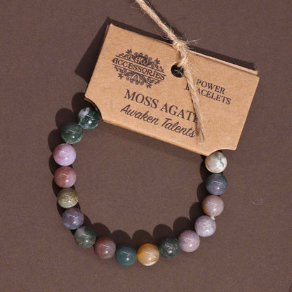Brazalete de Energía Ágata Musgo 8mm