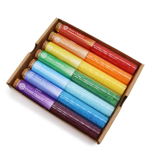Chakra-Badesalz in Fläschchen – 7-Tage-Geschenkpackung