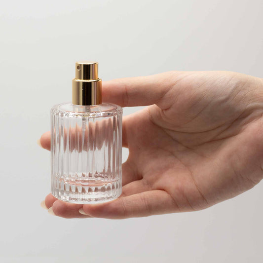 Parfümflakons aus Glas mit Zerstäuber und rosa Verschluss 50 ml