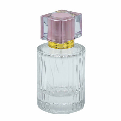 Flacons de parfum en verre avec vaporisateur et bouchon rose 50 ml