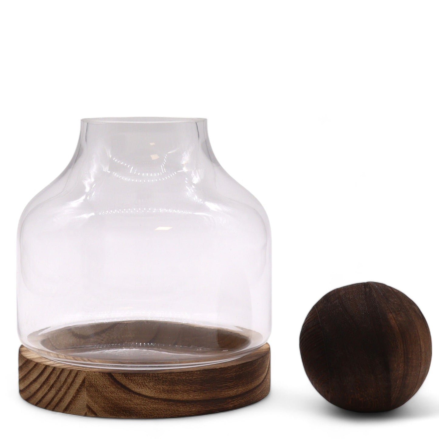 Mittleres Terrarium aus dunklem Tungholz mit Kugeldeckel – 17 x 22 cm