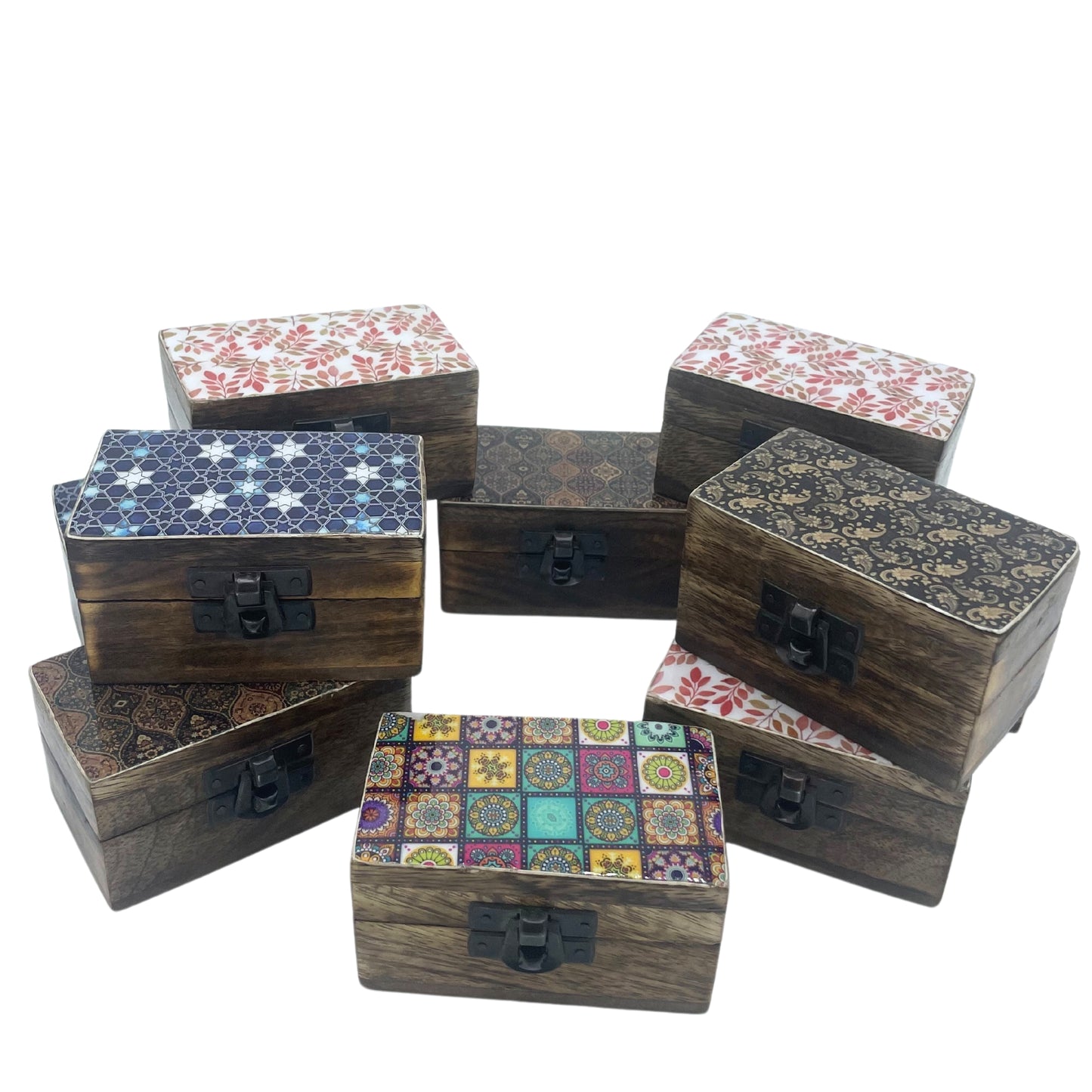 Pillendose aus Holz 9x5x4cm - Meena Work - Sortiert