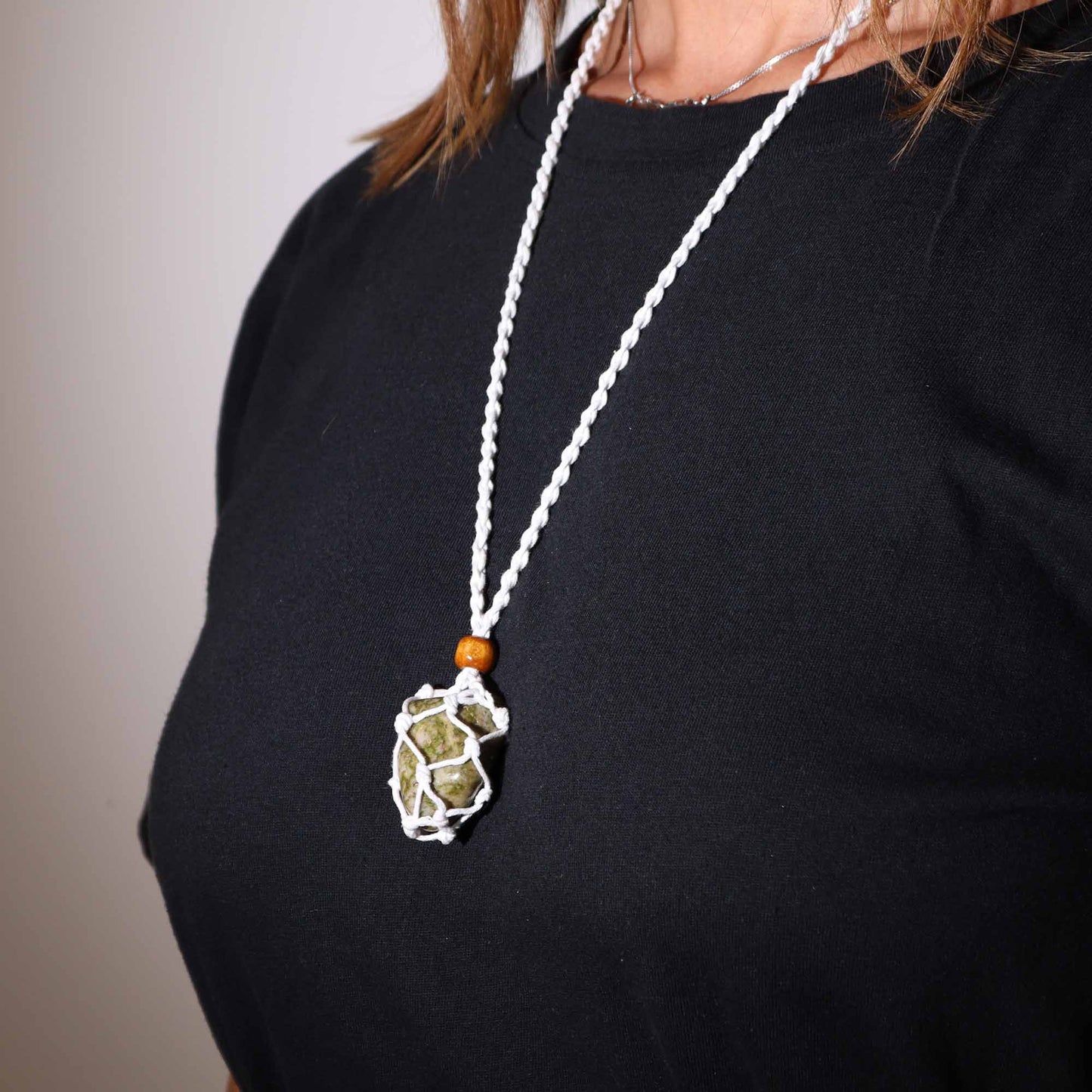 Edelsteinkette Kordeln 45 cm - Weiß