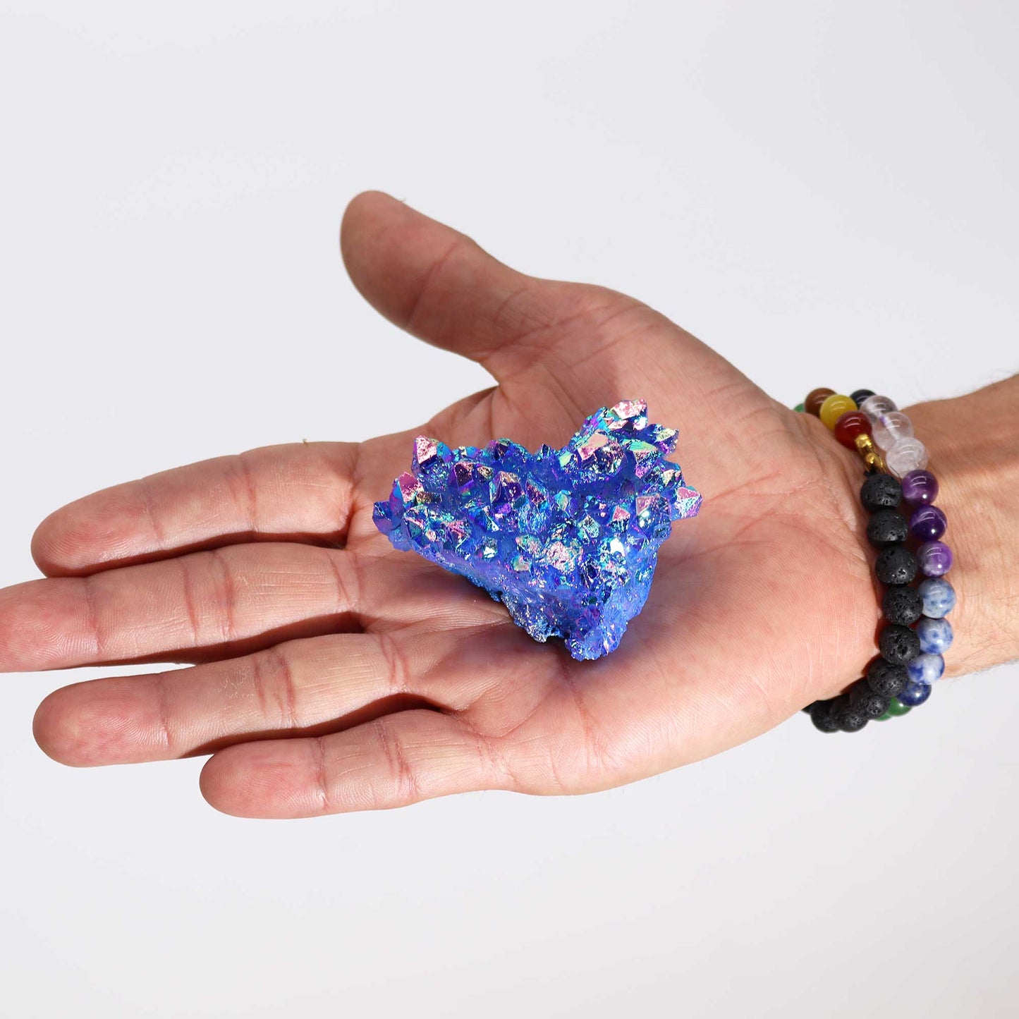 Mittelgroßer, verstärkter Naturquarz – Aura Aqua Halo-Quarz (ca. 100–150 g, 7–10 cm)
