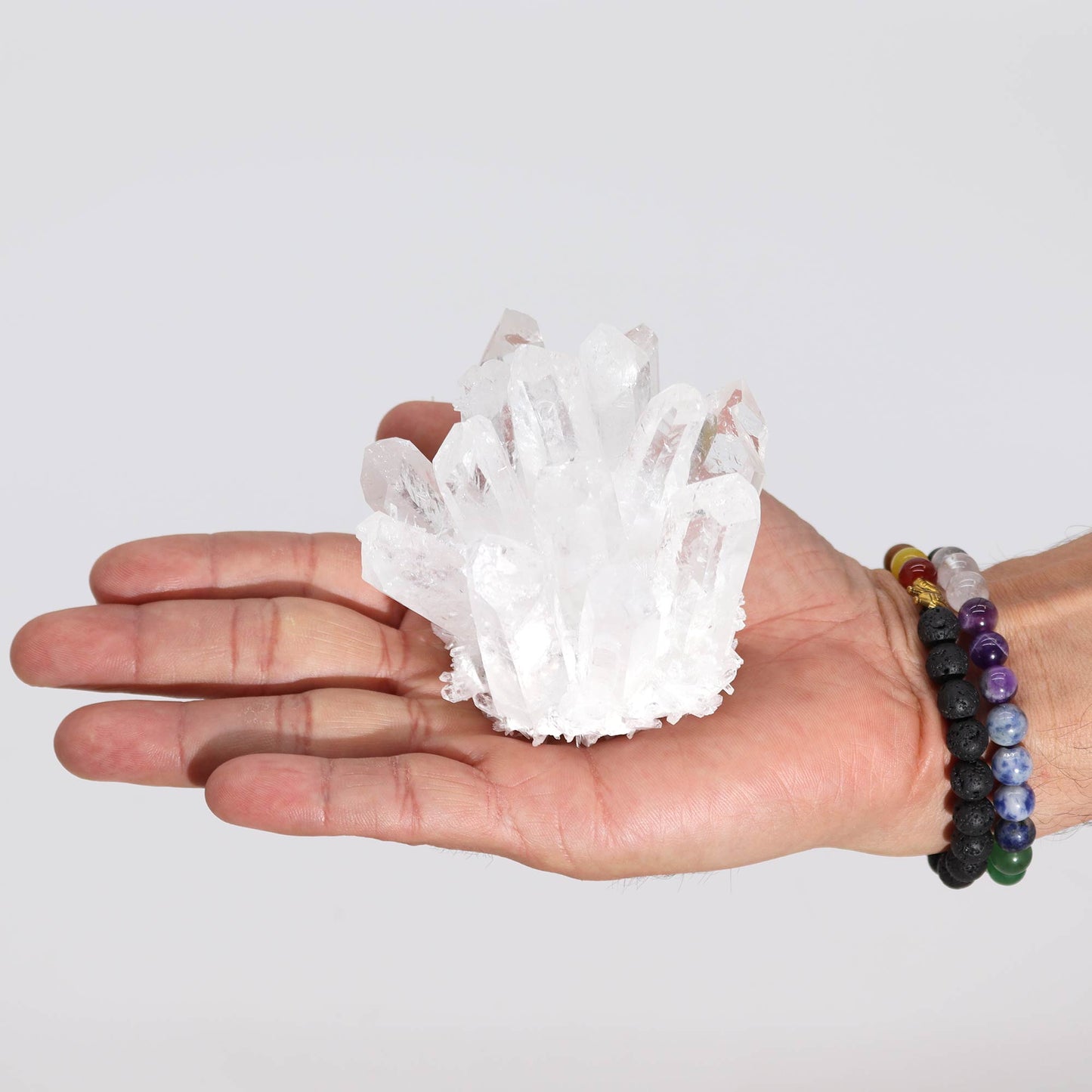 Natürlicher Quarz, handgefertigter Cluster – klarer Quarz (ca. 250–300 g, 8 cm)
