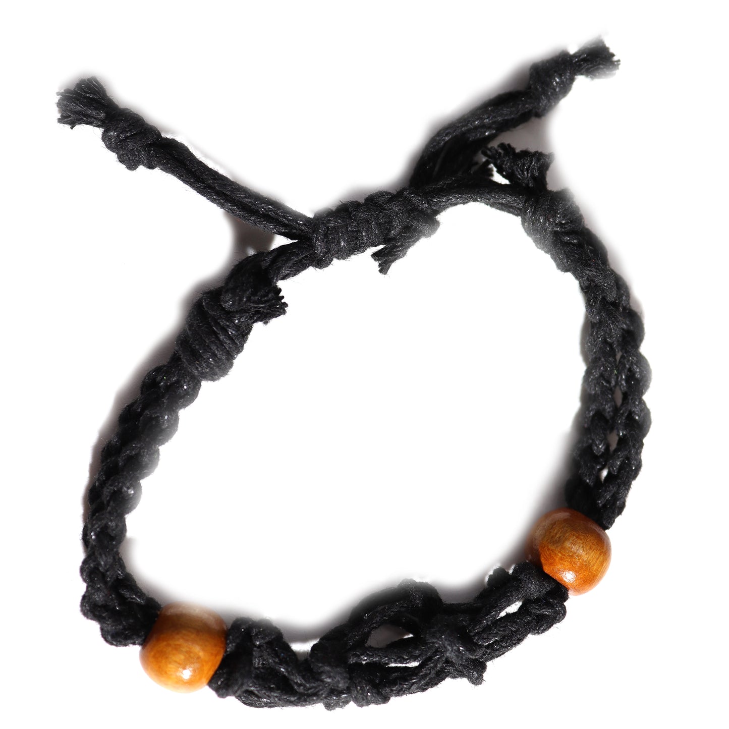 Makramee Edelsteinarmband 20-28cm - Schwarz