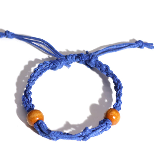 Makramee Edelsteinarmband 20-28cm - Marineblau