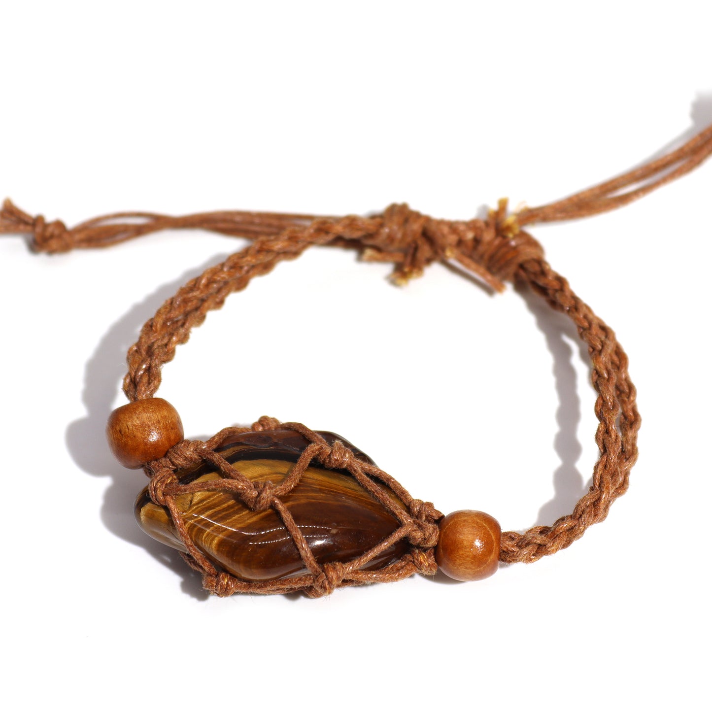 Makramee Edelsteinarmband 20-28cm - Braun