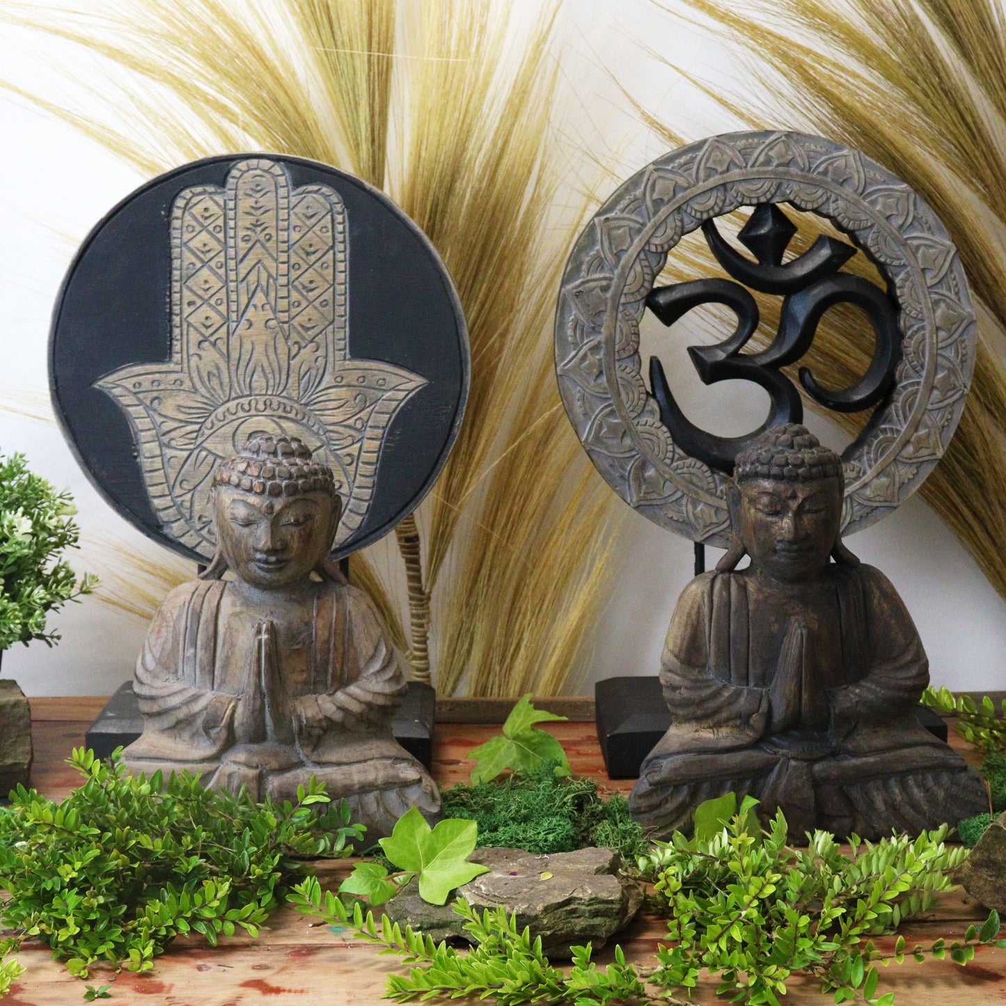 Ensemble Bouddha Feng Shui - Om - Gris et Noir