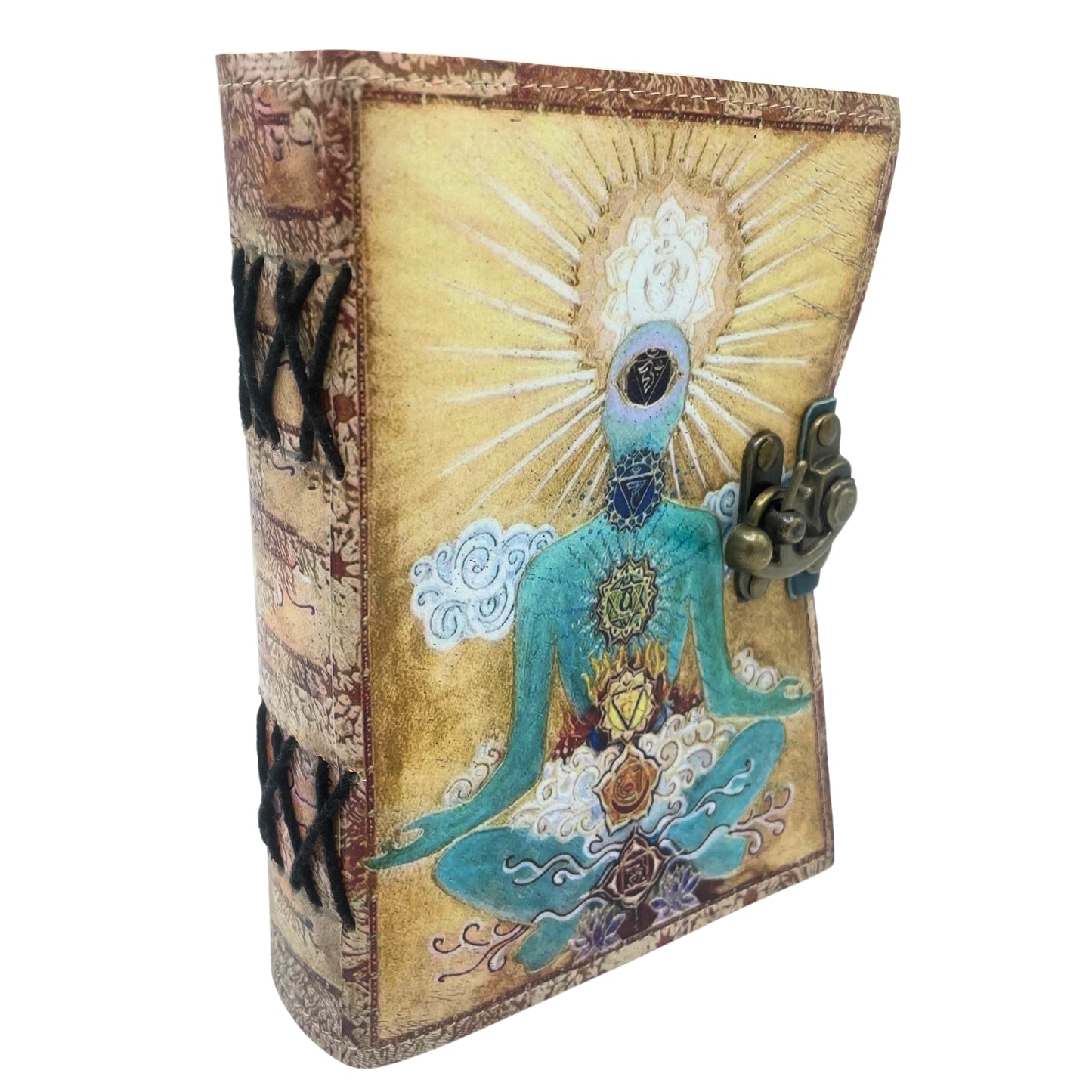 Ledernotizbuch - Buddha 7 Chakren - 12,5x17,5cm