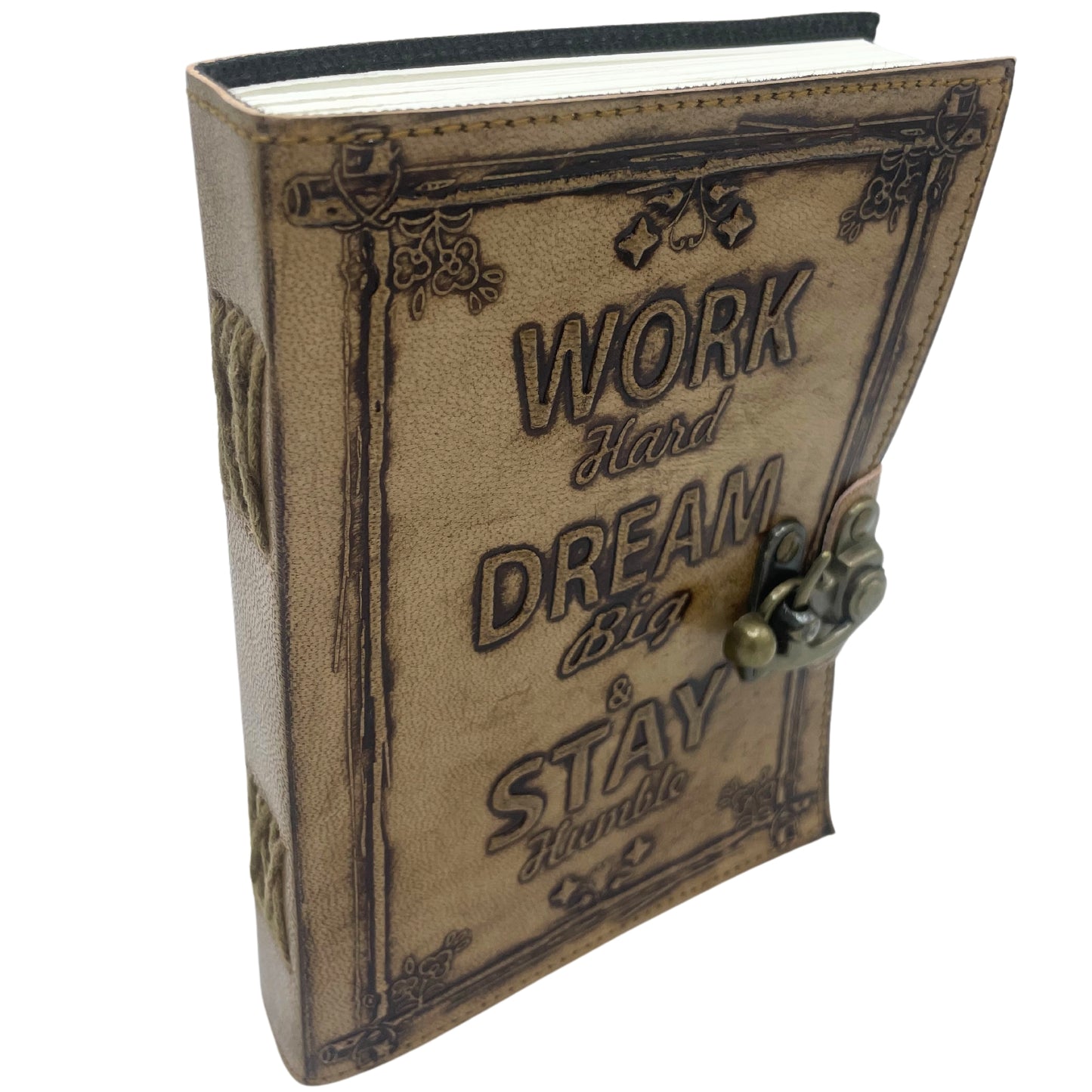 Ledertagebuch – Arbeite und träume groß – 12,5 x 17,5 cm