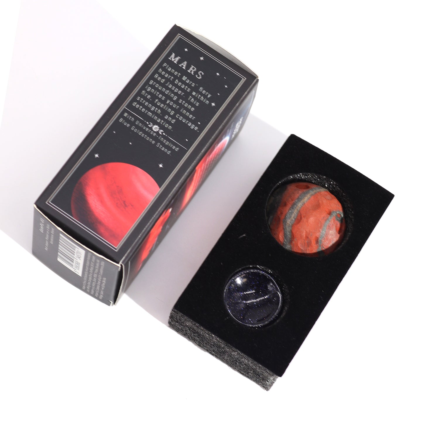1x Roter Jaspis-Planet mit Solarständer (MARS) - 40mm