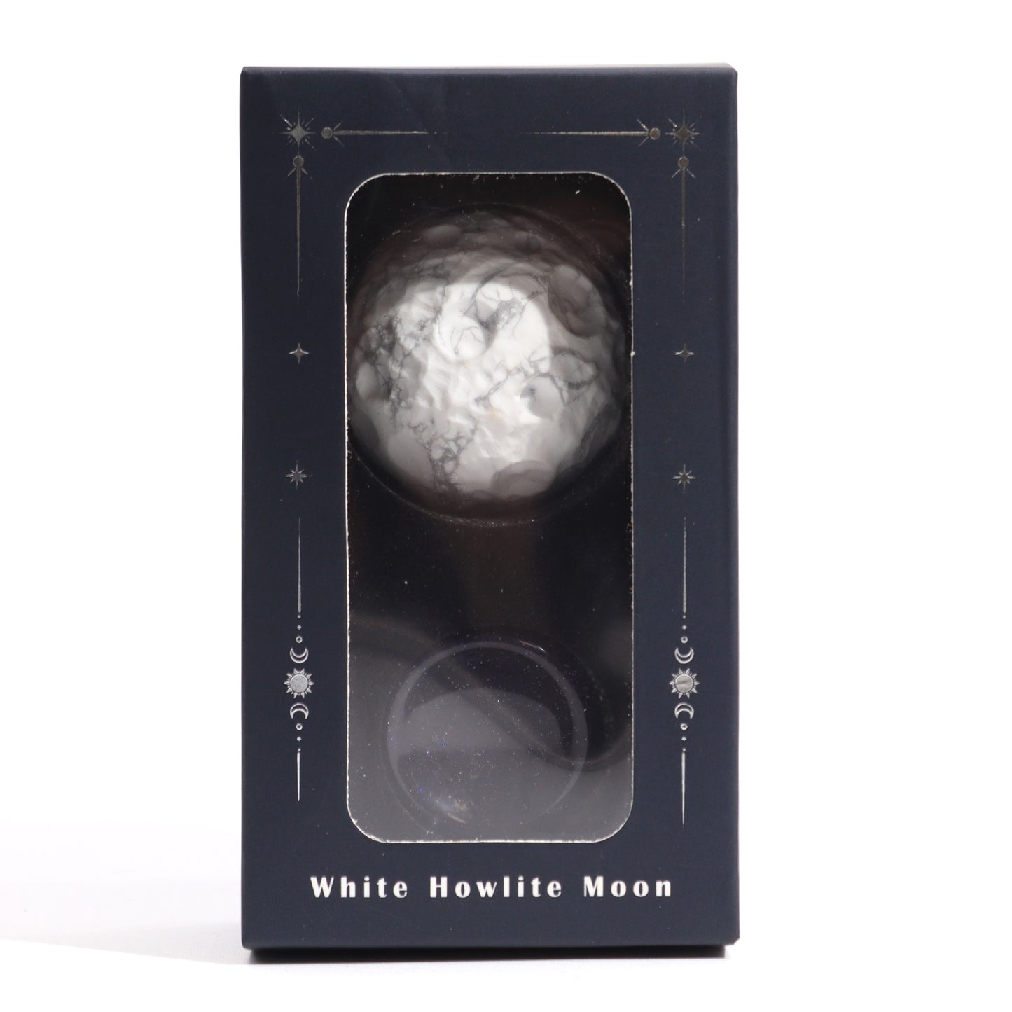 1x Planète en howlite blanche avec support solaire (LUA) - 40 mm
