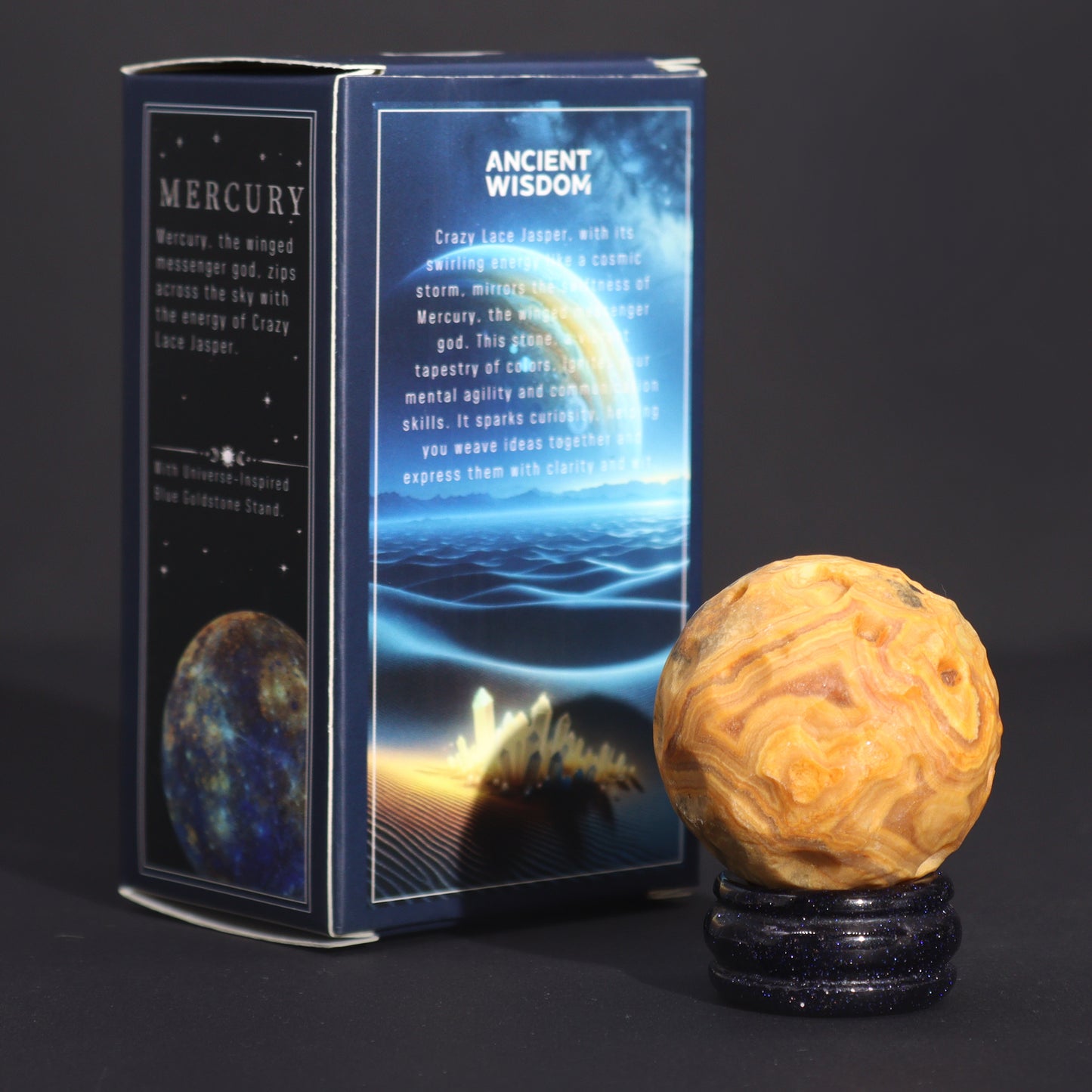 1x Jasper Planet mit Solarständer (MERKUR) - 40mm