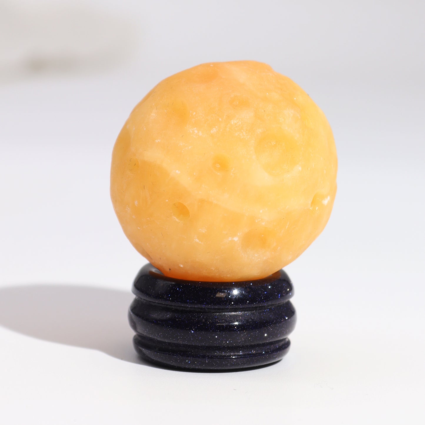 1x Gelber Jadeplanet mit Solarständer (SATURN) - 40mm
