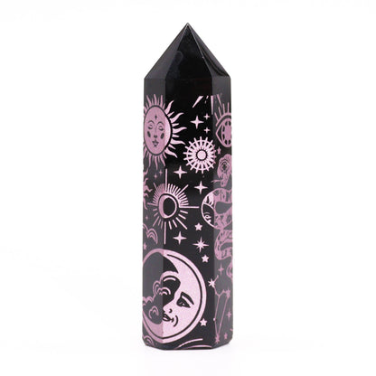 Pointes d'obsidienne noire (environ 60-70 g, 9 cm) - Histoire mystique - Rose