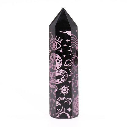 Pointes d'obsidienne noire (environ 60-70 g, 9 cm) - Histoire mystique - Rose