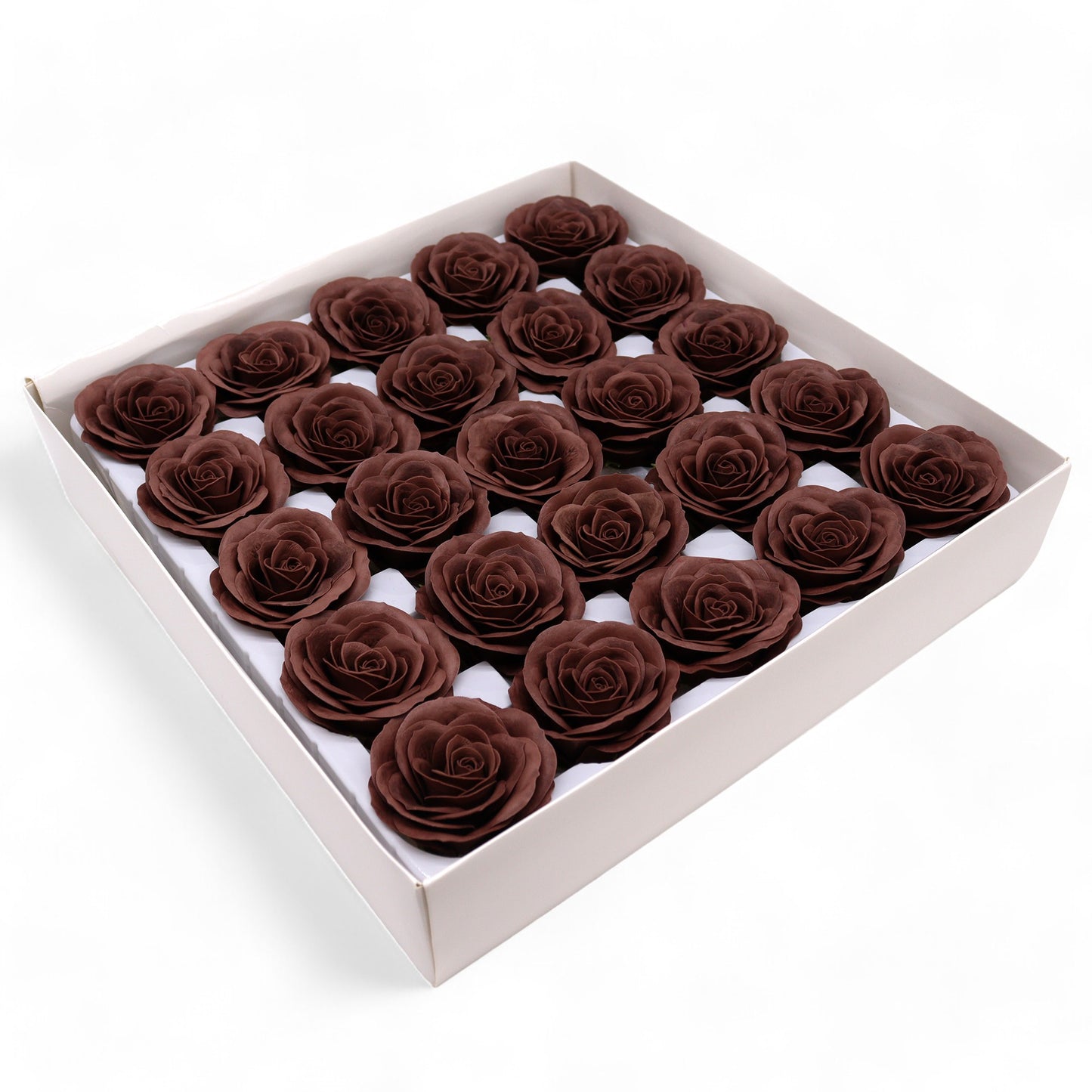 Fleur de savon artisanale - Grande rose vintage - Chocolat