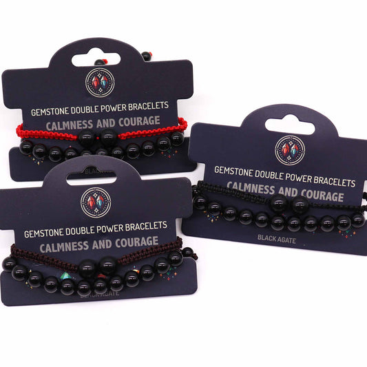 Double Power Armbänder - Schwarzer Achat