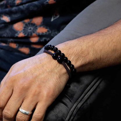Bracelets Double Pouvoir - Agate Noire