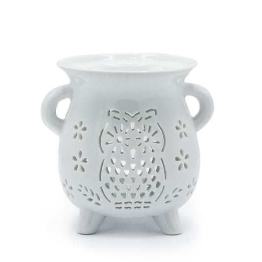 Quemador de Aceite - Búho - Blanco