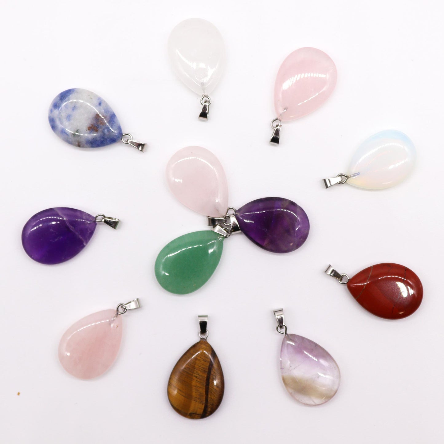 12 x Colgantes de Gema Lágrima - 25x18mm