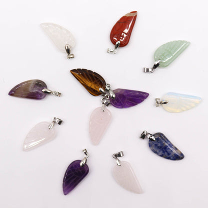 12 x Colgantes Piedra Preciosa Alas de Ángel - 28x15mm
