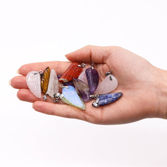 12 x Engelsflügel-Edelsteinanhänger – 28 x 15 mm