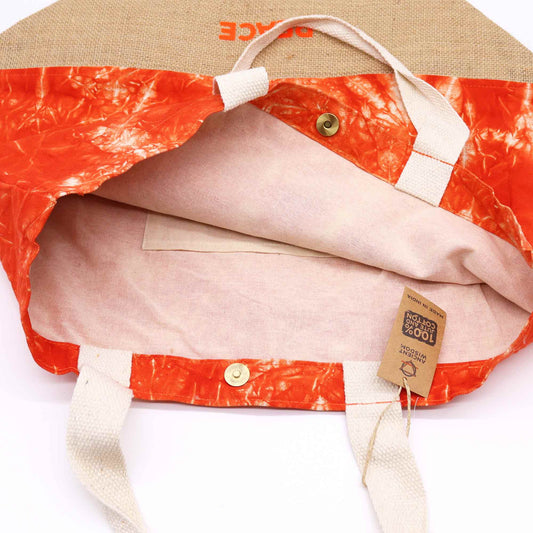Naturtasche - Orange - Namasté Hand - Peace
