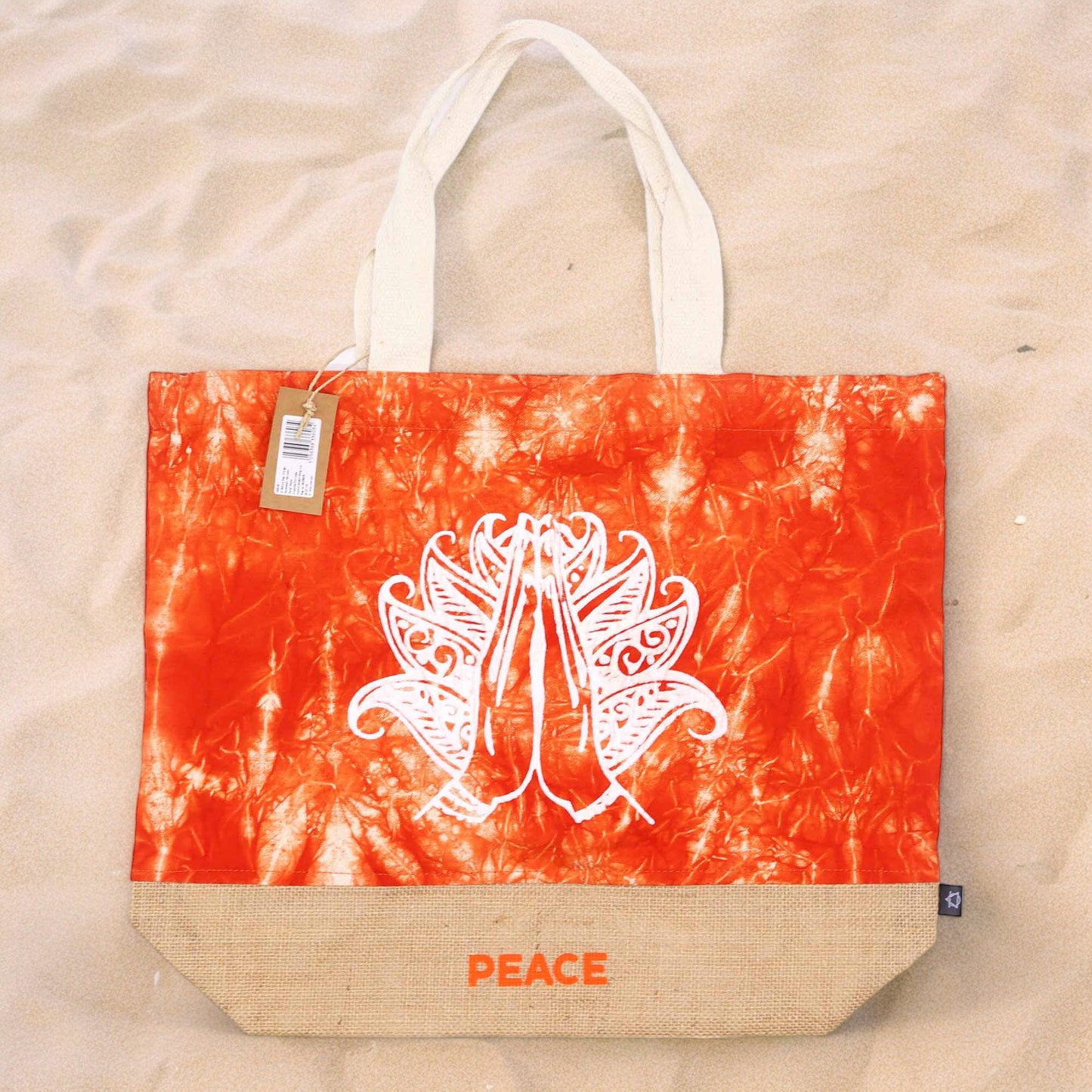 Naturtasche - Orange - Namasté Hand - Peace