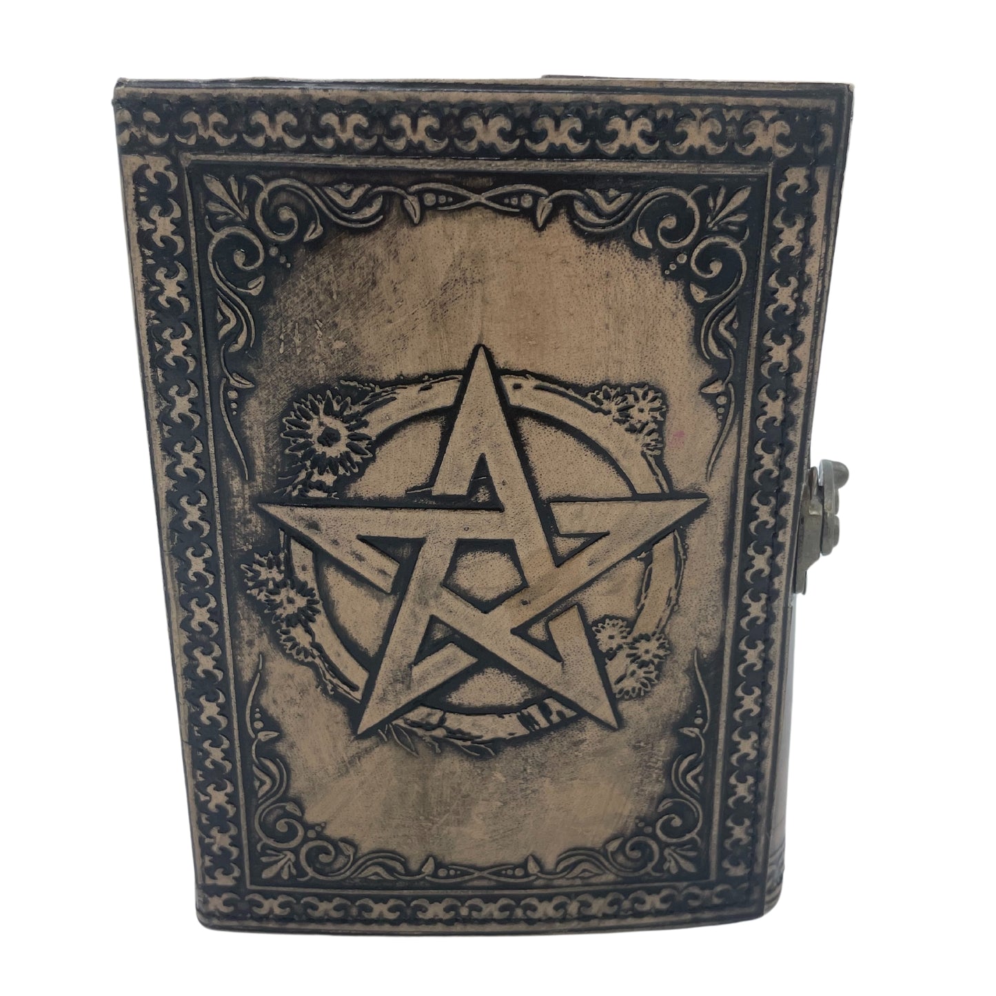 Esoterisches Pentagramm-Notizbuch – Vintage mit genähtem Rand