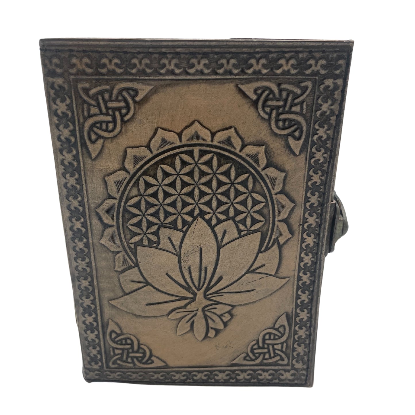 Esoterisches Mandala-Lotus-Notizbuch – Vintage mit genähtem Rand