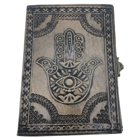 Esoterisches Hamsa-Notizbuch – Vintage mit genähtem Rand