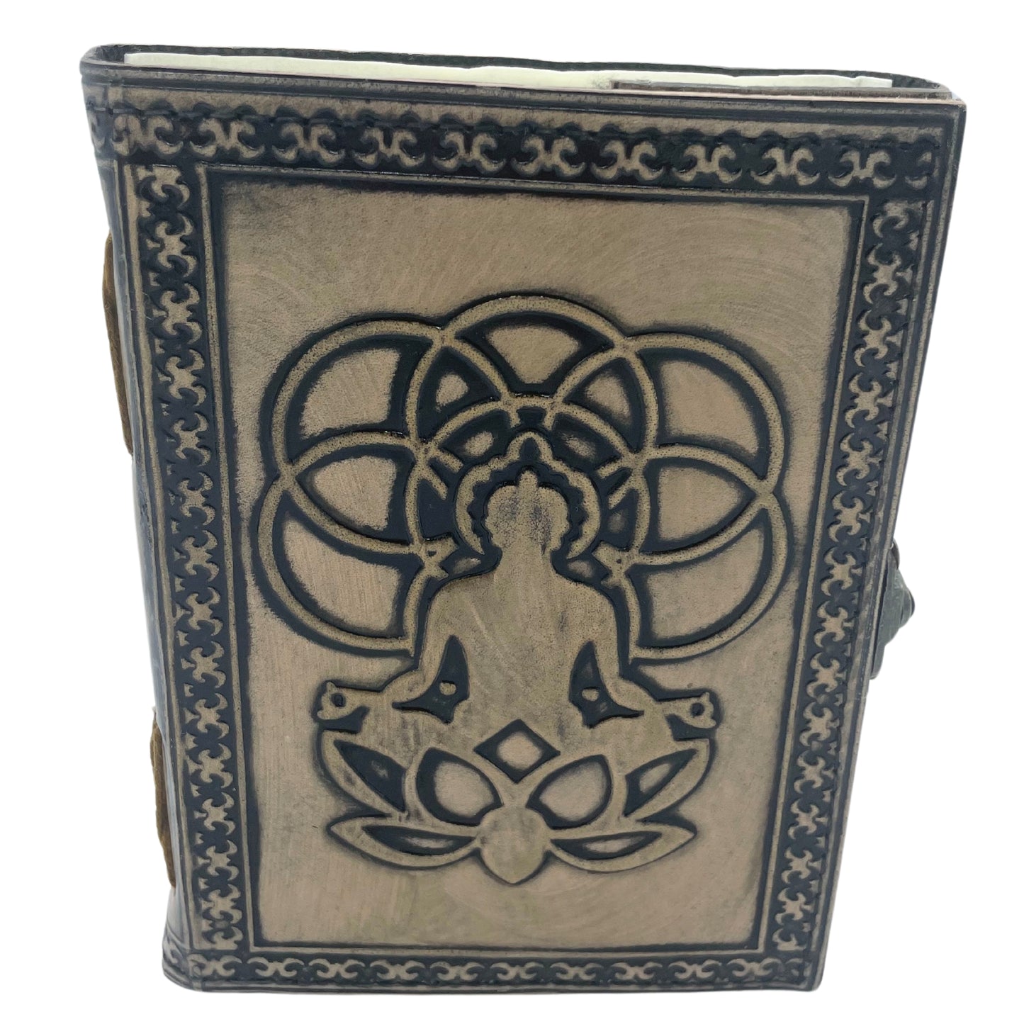 Esoterisches Buddha-Notizbuch – Vintage mit genähtem Rand
