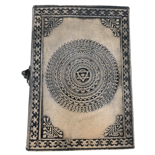 Esoterisches Mandala-Lotus-Notizbuch – Vintage mit genähtem Rand