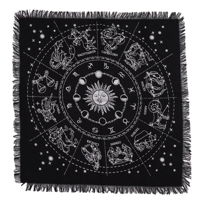 Mantel de altar esotérico con flecos - Horóscopo