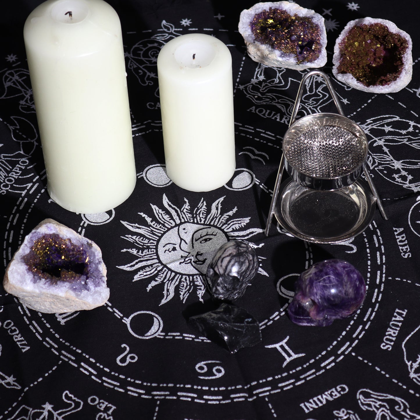 Esoterisches Altartuch mit Fransen - Horoskop