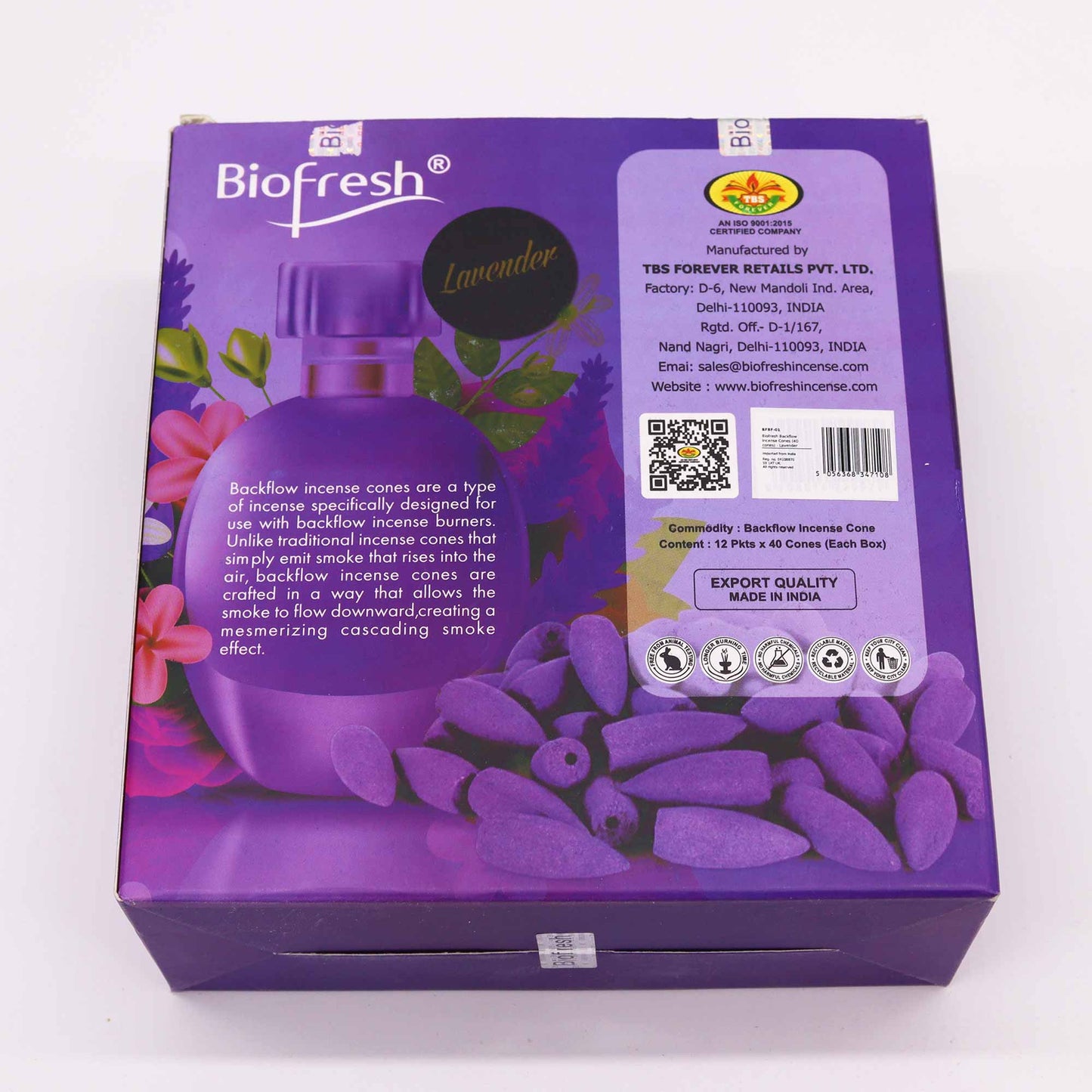 Biofresh Backflow Räucherkegel (40 Kegel) - Lavendel