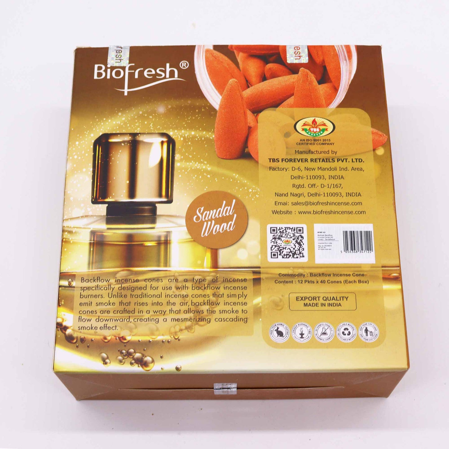 Biofresh Backflow Räucherkegel (40 Kegel) - Sandelholz