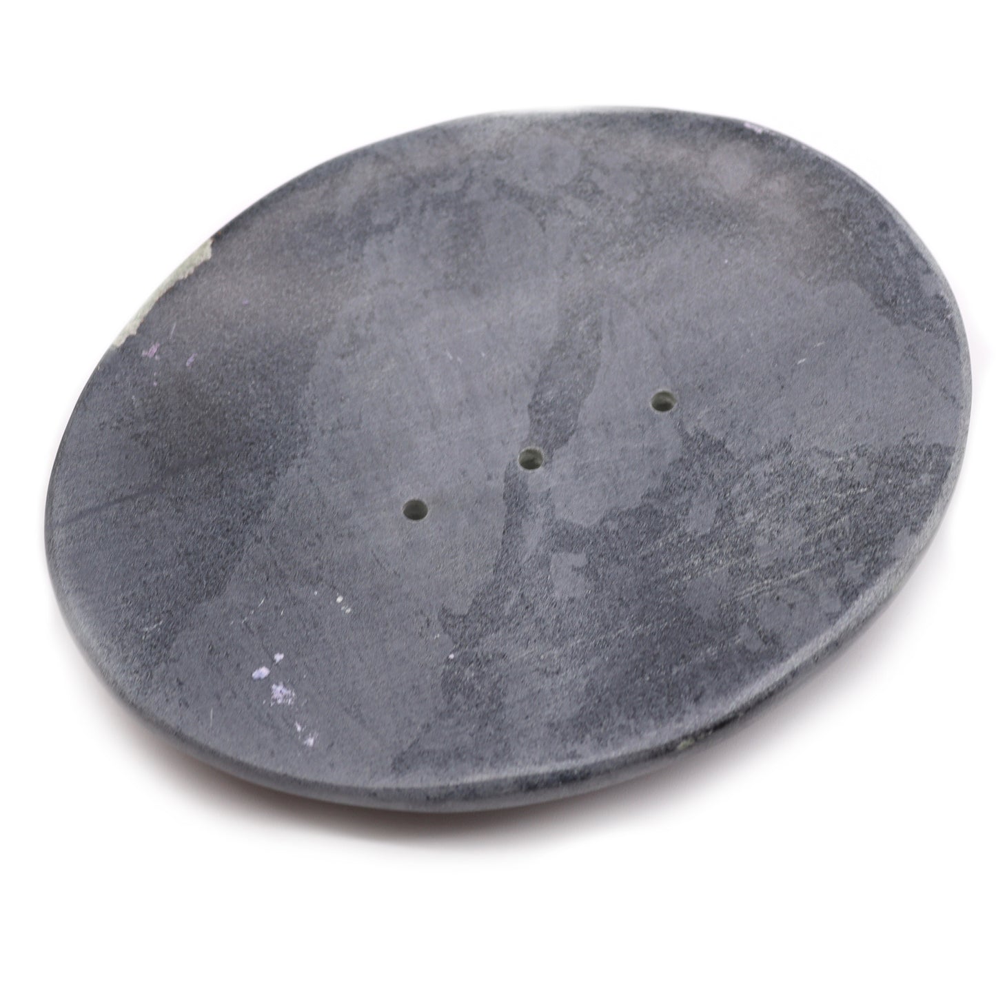 Graue Seifenschale aus Speckstein 10x12cm - Klassisch Oval