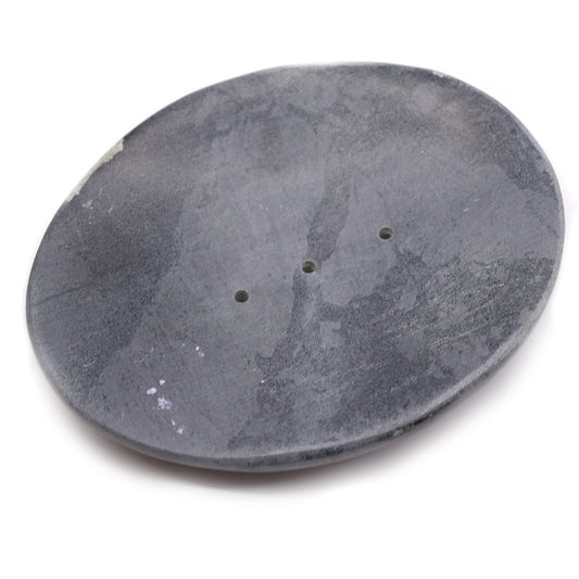 Graue Seifenschale aus Speckstein 10x12cm - Klassisch Oval