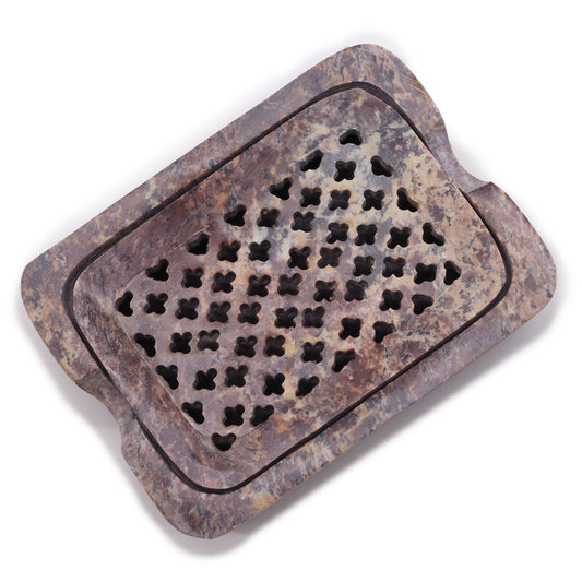 Seifenschale und Abtropffläche aus Speckstein 11x8cm - Klassisch Quadratisch