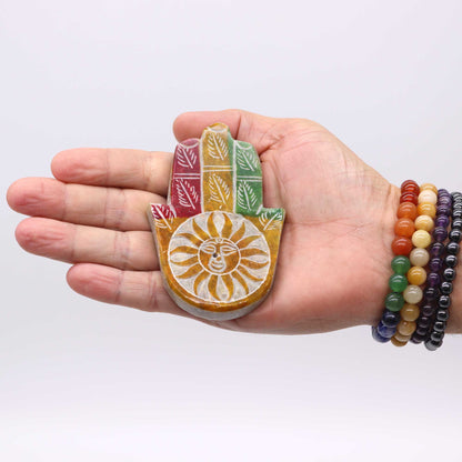 Porta Incienso Hamsa de Esteatita 9x6cm -Cara de Sol
