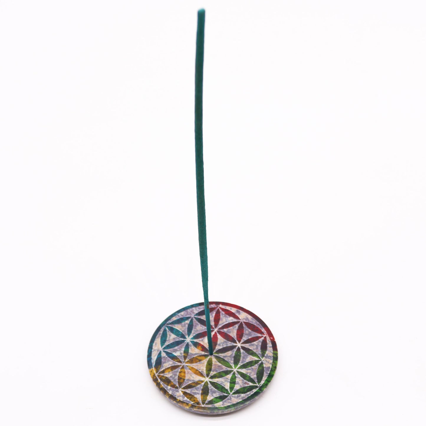 Specksteinscheiben-Räucherstäbchenhalter 8cm - Blume des Lebens