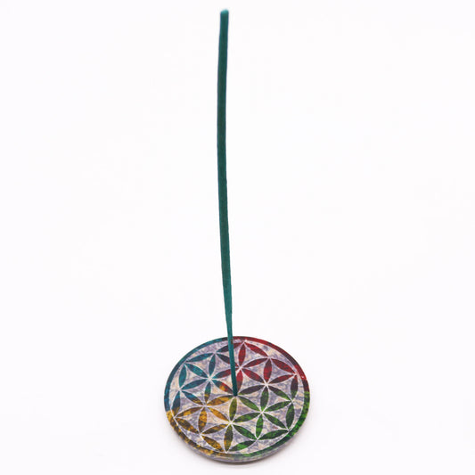 Specksteinscheiben-Räucherstäbchenhalter 8cm - Blume des Lebens