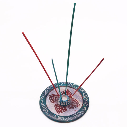 Räucherstäbchenhalter aus Speckstein, 12 cm, vier Blütenblätter (Kegel und Räucherstäbchenhalter)