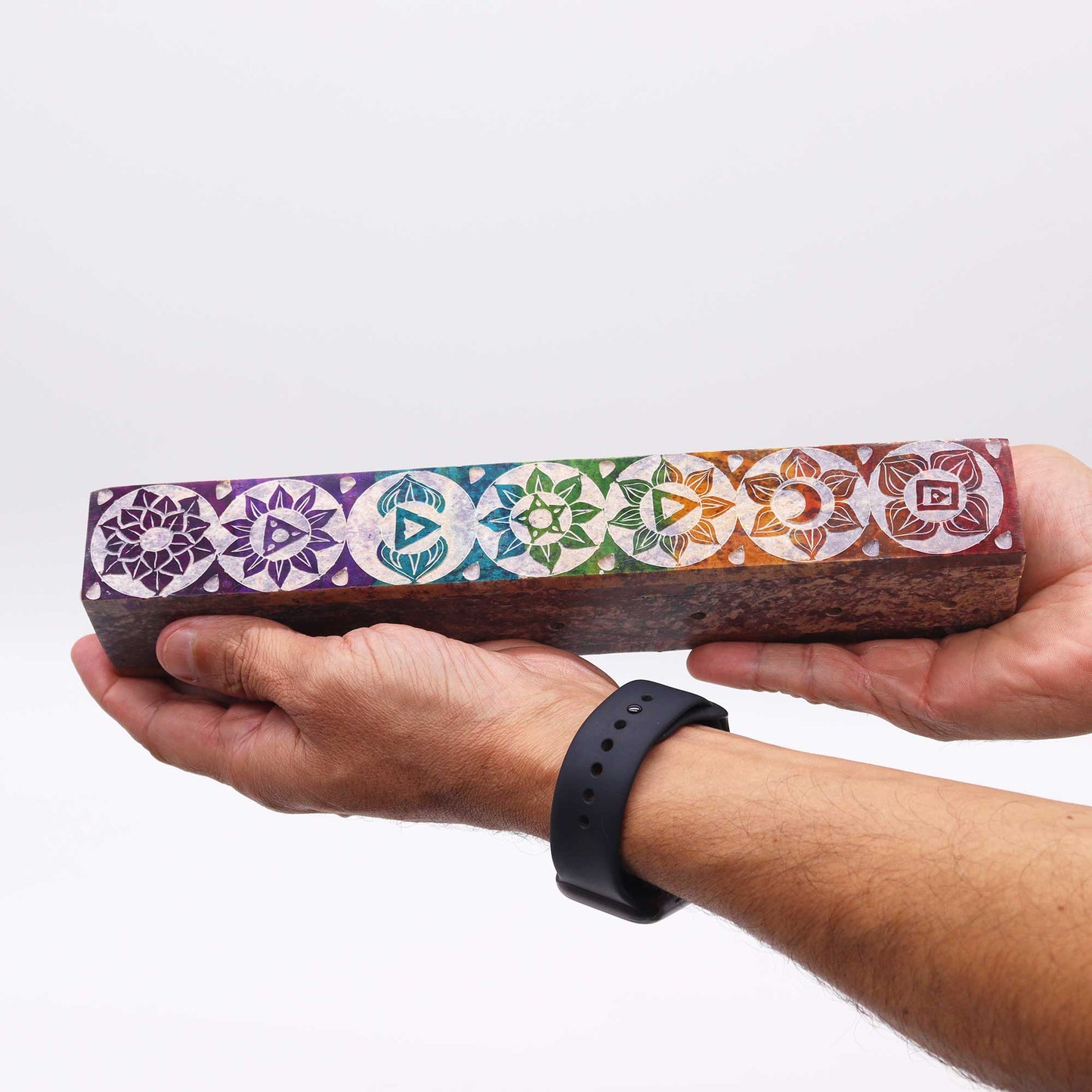 Boîte à encens en stéatite avec trous pour la fumée 25 cm - Chakra