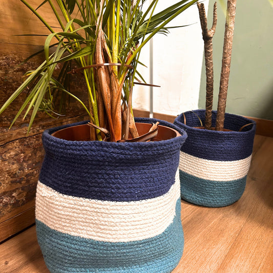 Set mit 3 Juteseilkörben mit bösem Blick – 15 cm / 20 cm / 25 cm