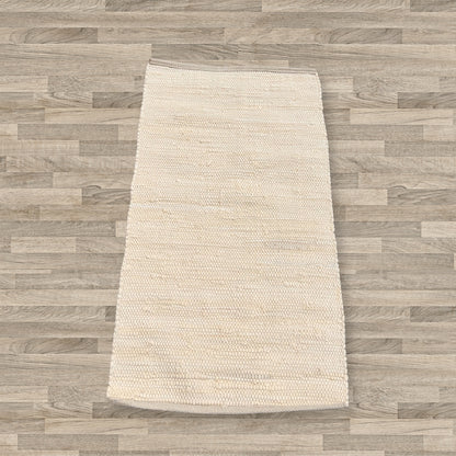 Alfombra India mediana de algodón tejida a mani - 90x150cm - Crema
