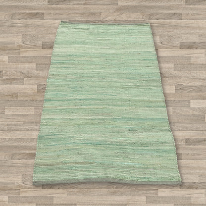 Alfombra India mediana de algodón tejida a mano - 90x150cm - Verde